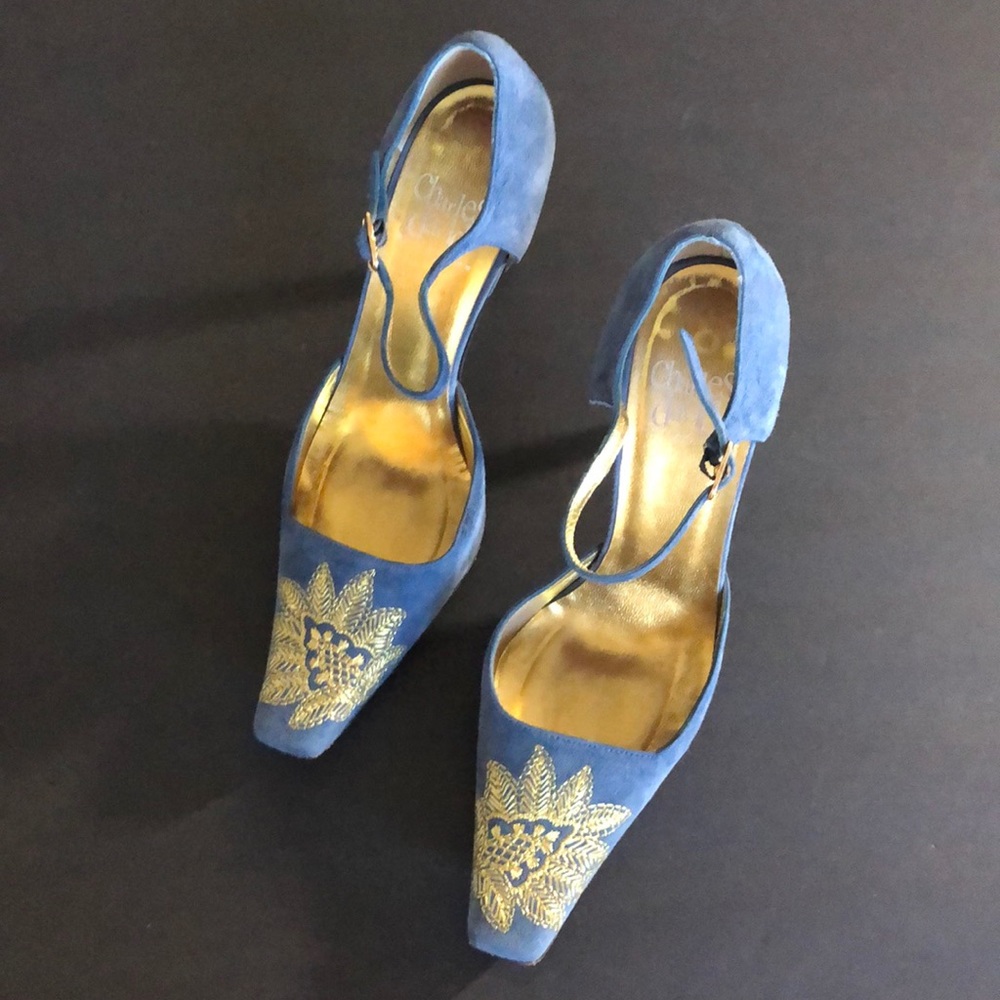 Charles David Blue and Gold Heels